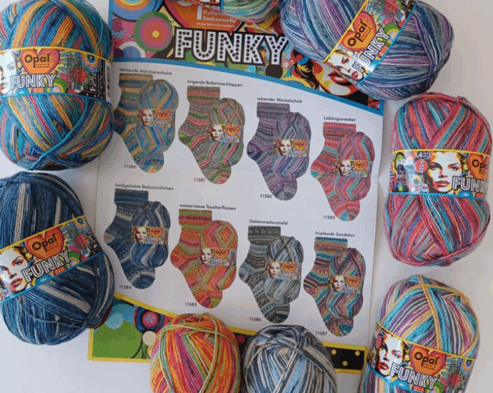 Sortiment 4-fädige Sockenwolle von Opal, "Funky"