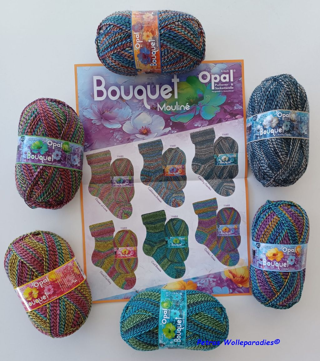 "Bouquet", 4-fädige Sockenwolle von Opal