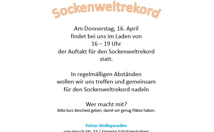 16. April - Auftakt für den Sockenweltrekord